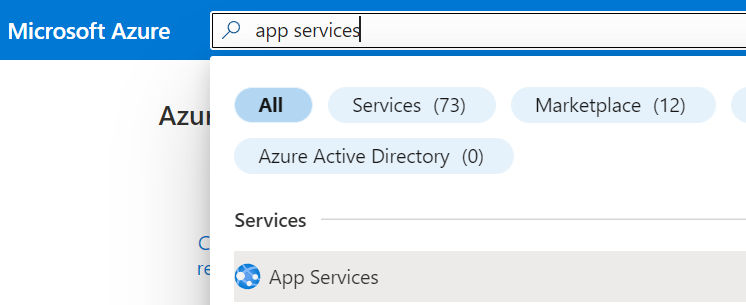 Screenshot of portal search in the Azure portal.